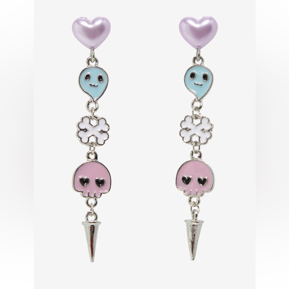 Sweet Society‎ Pastel Ghost Skull Earrings Hot Topic - Picture 2 of 2